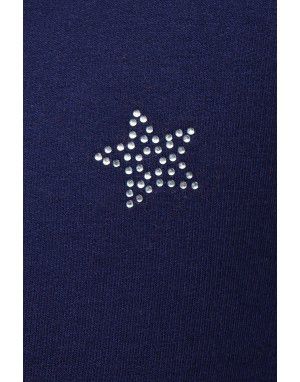 Girls Sweatshirt star  Printed design with zipper navy